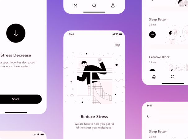 Mobile wellbeing app preview