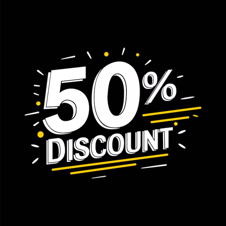 50 percent discount offer artwork