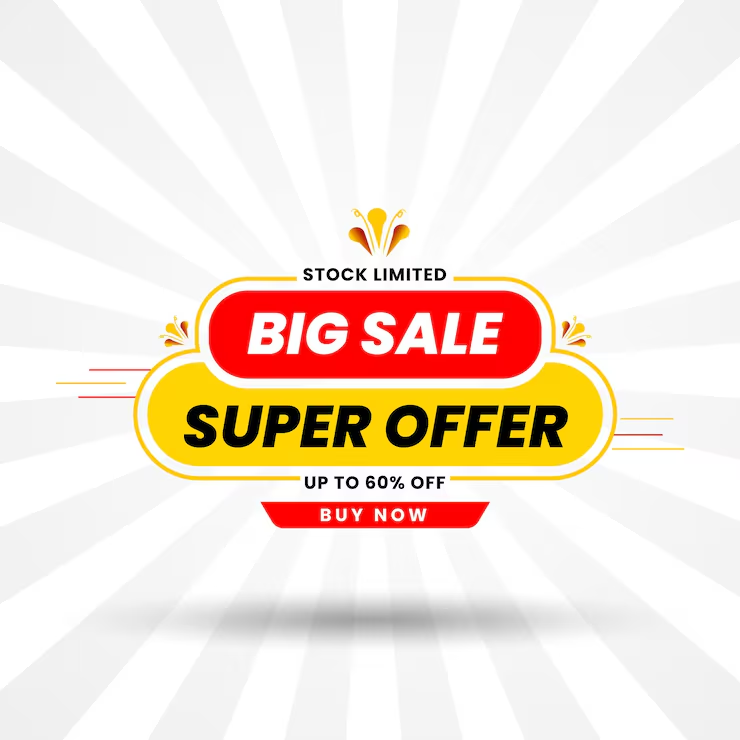 Big sale super offer promotion with up to 60 percent off